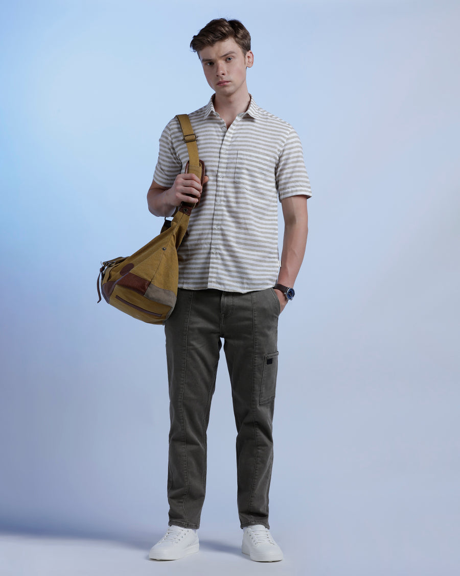 White/Mustard Regular Fit Shirt