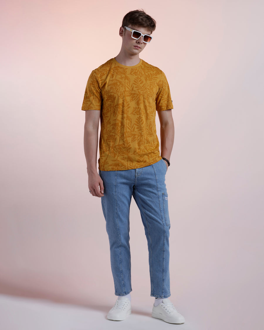 Men Printed Regular Fit Casual T-Shirt