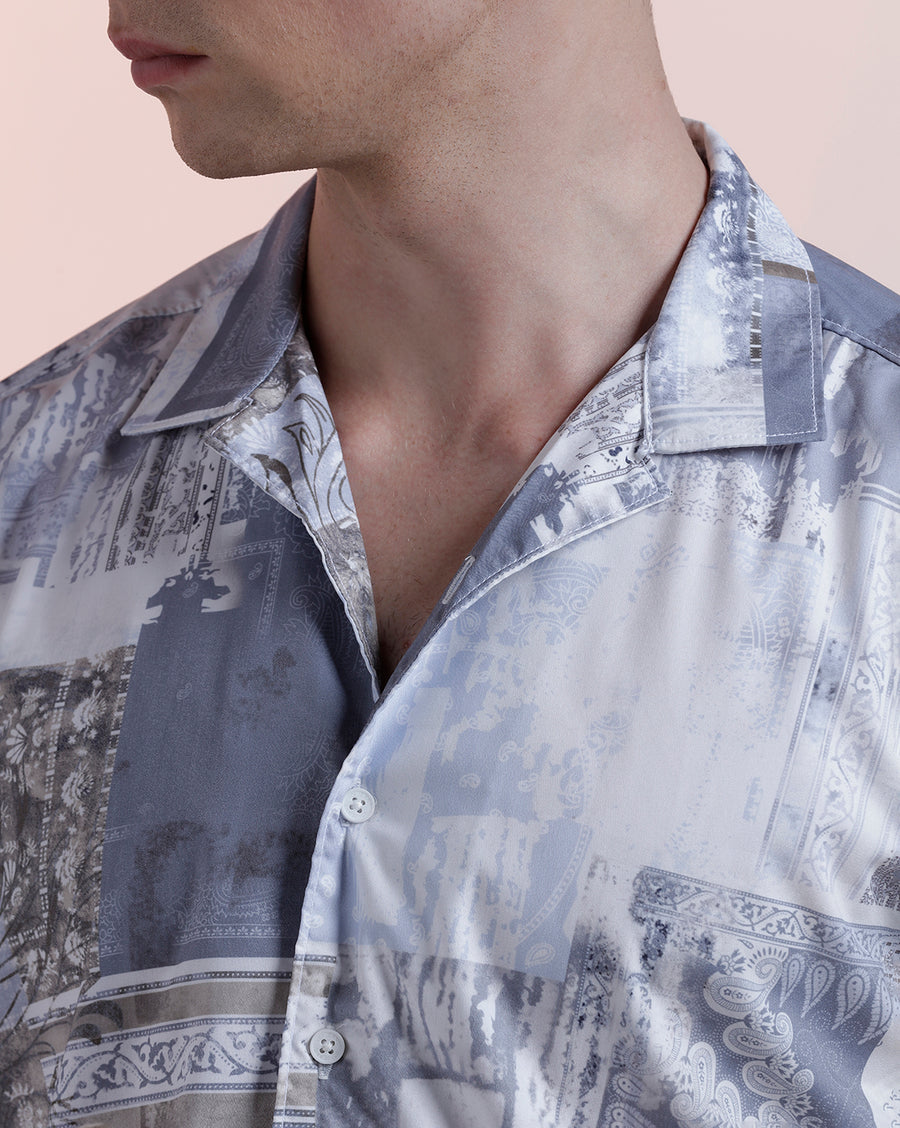 Blue Poly Half Sleeve Casual Shirt