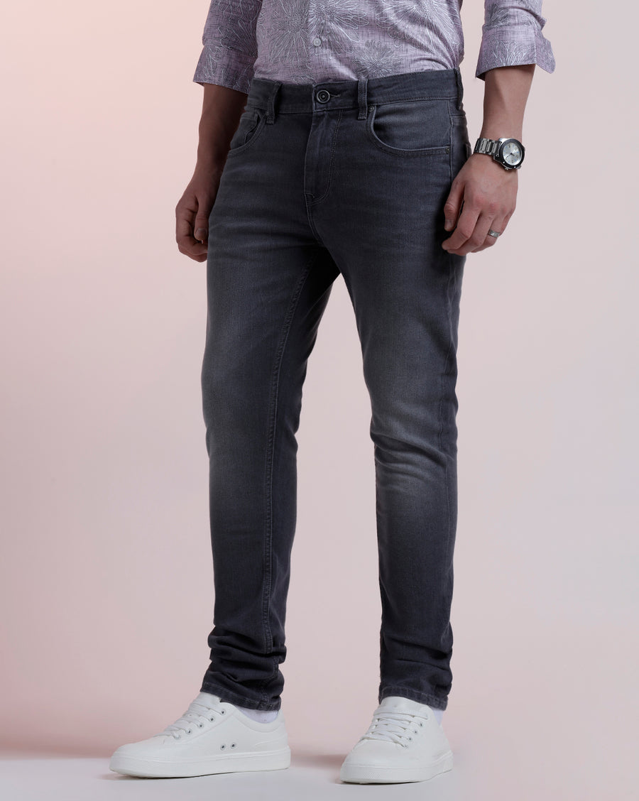 GREY TRACK SKINNY FIT JEANS