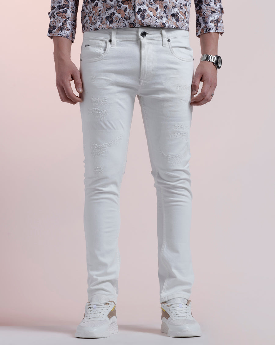 WHITE TRACK SKINNY FIT JEANS