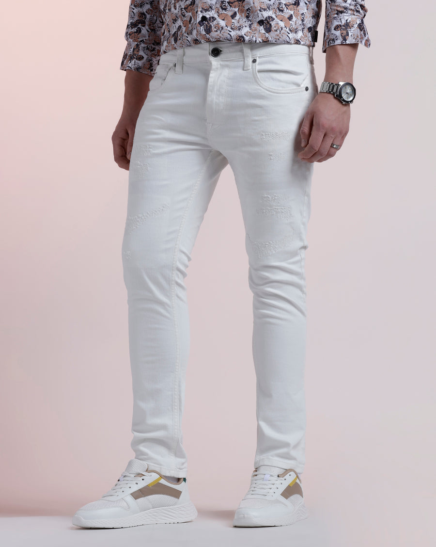 WHITE TRACK SKINNY FIT JEANS