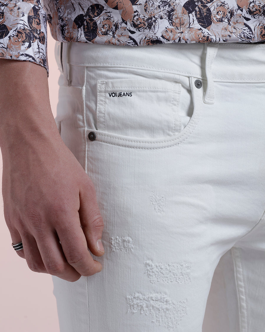WHITE TRACK SKINNY FIT JEANS