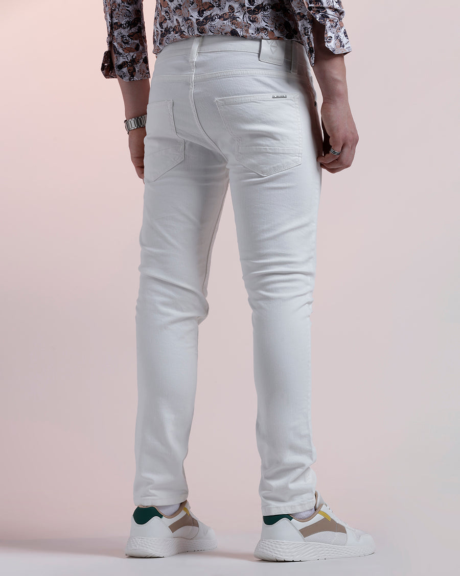 WHITE TRACK SKINNY FIT JEANS