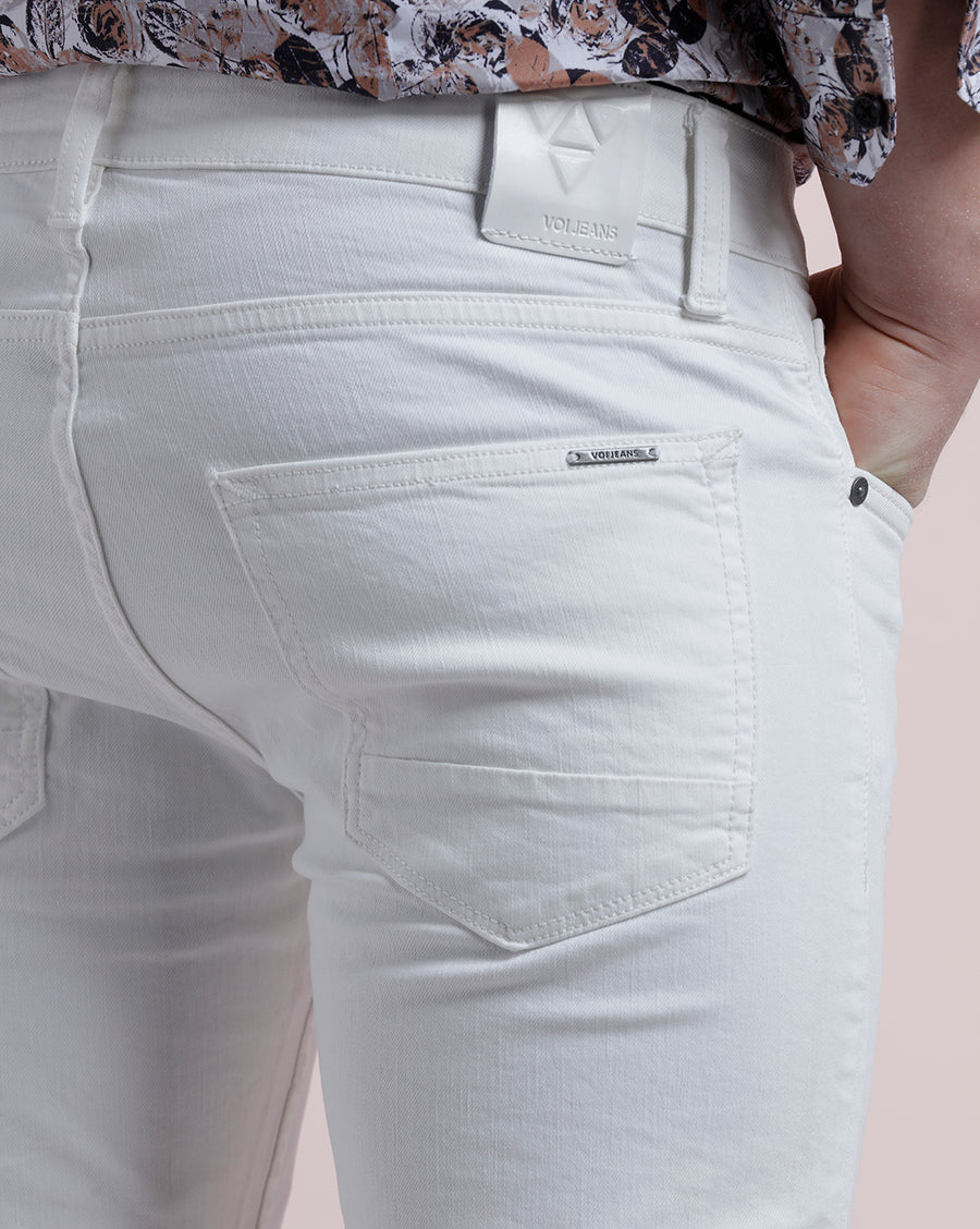 WHITE TRACK SKINNY FIT JEANS