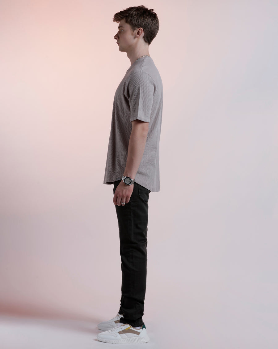 Men Waffle Solid  Regular Fit Casual T-Shirt