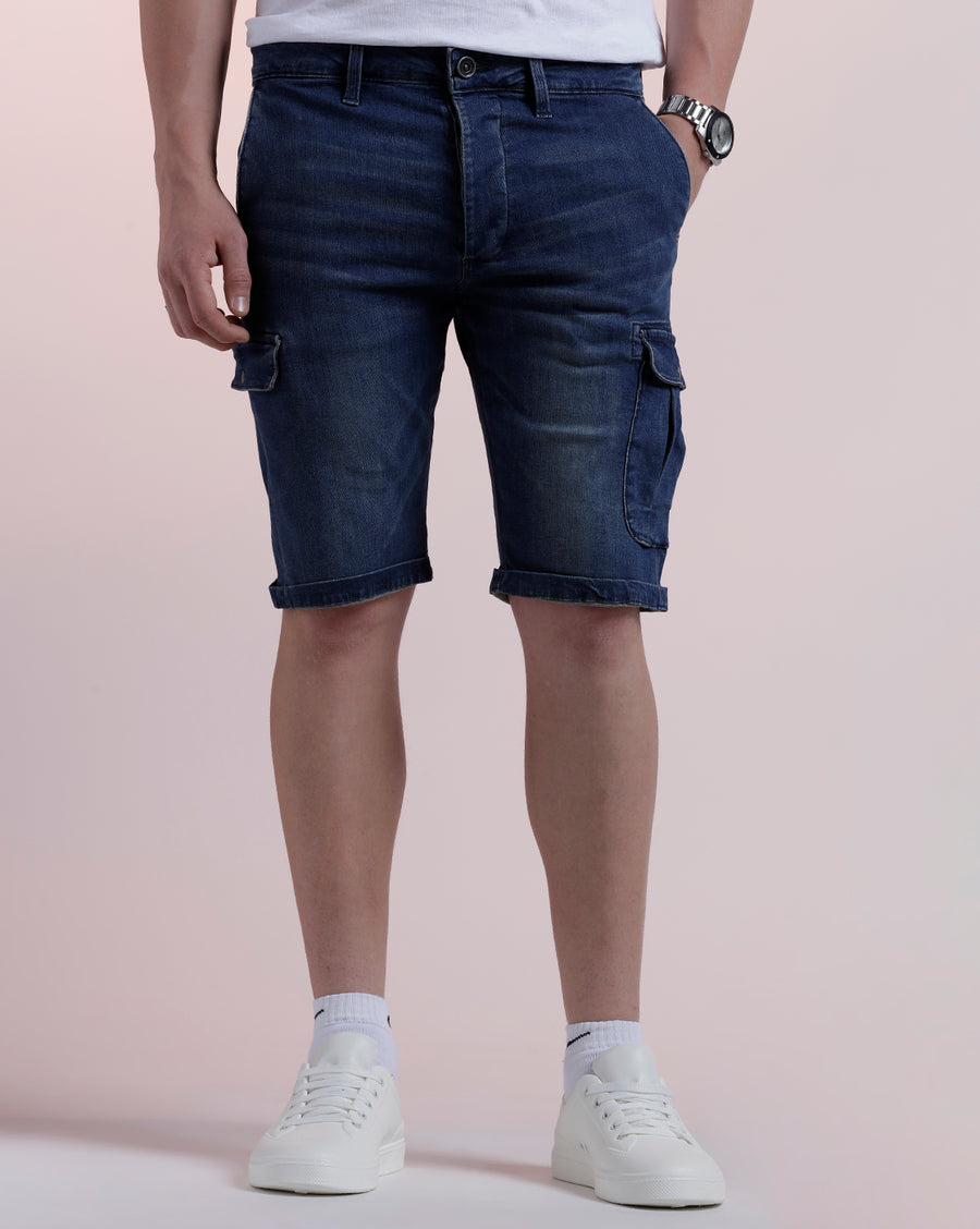INDIGO REGULAR FIT DENIM SHORT