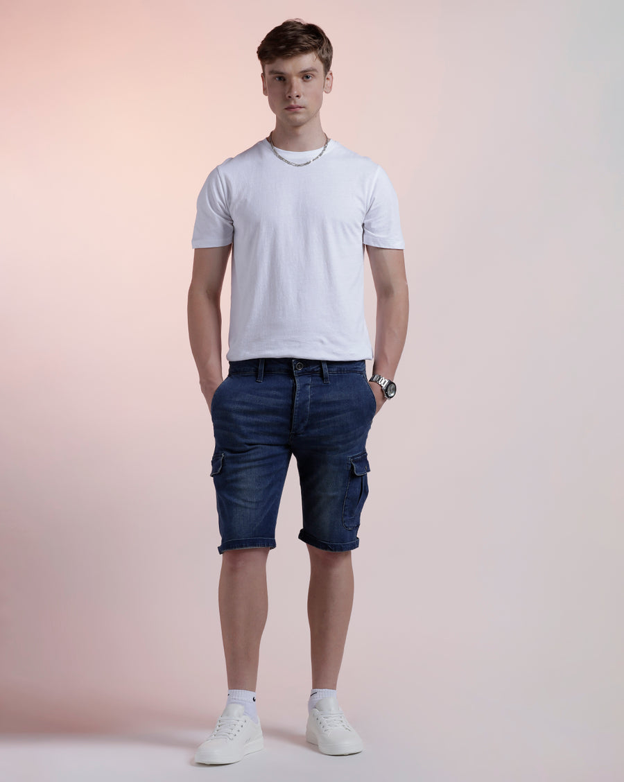 INDIGO REGULAR FIT DENIM SHORT