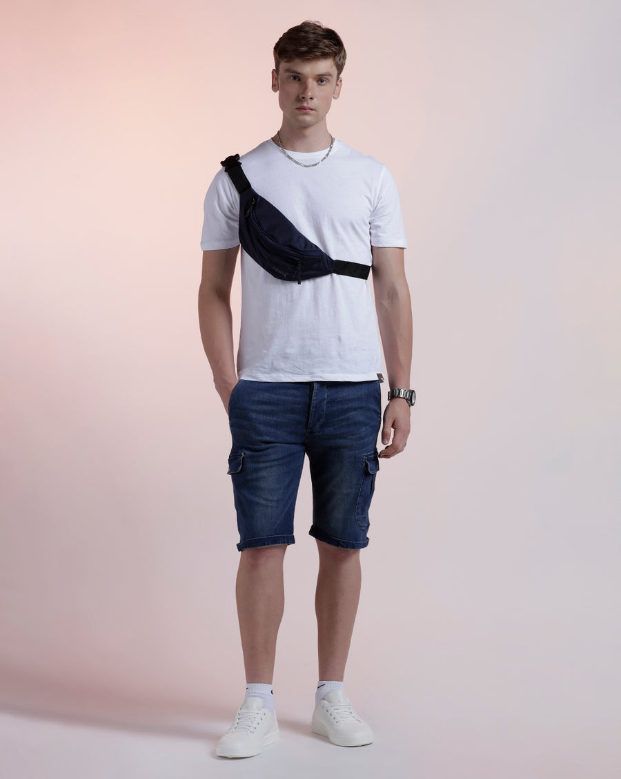 INDIGO REGULAR FIT DENIM SHORT