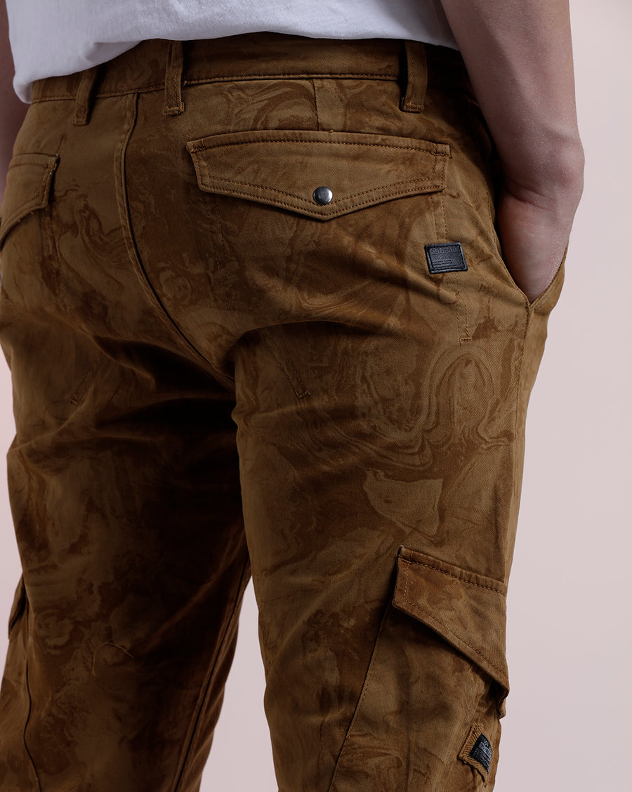 Voi Jeans Mens Khaki Printed Mid-Rise Cotton Jeans