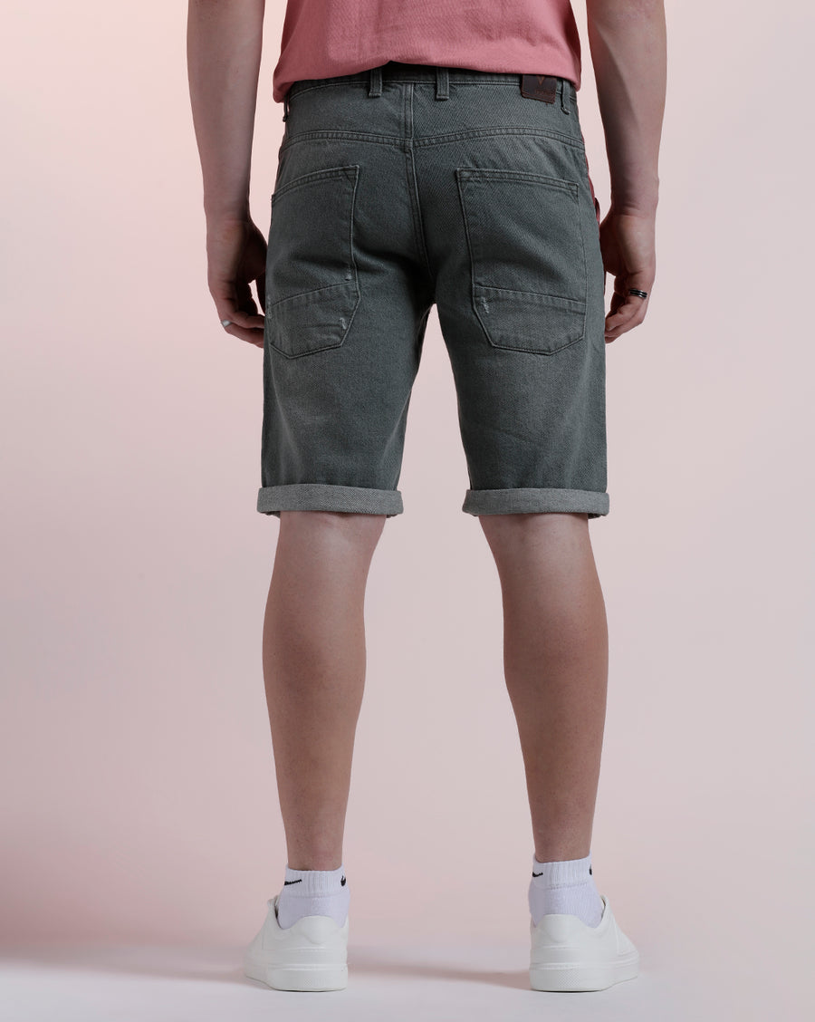 Olive Regular Fit Denim Short