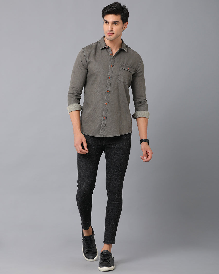 Voi Men Black Track Skinny Cropped Fit Jeans