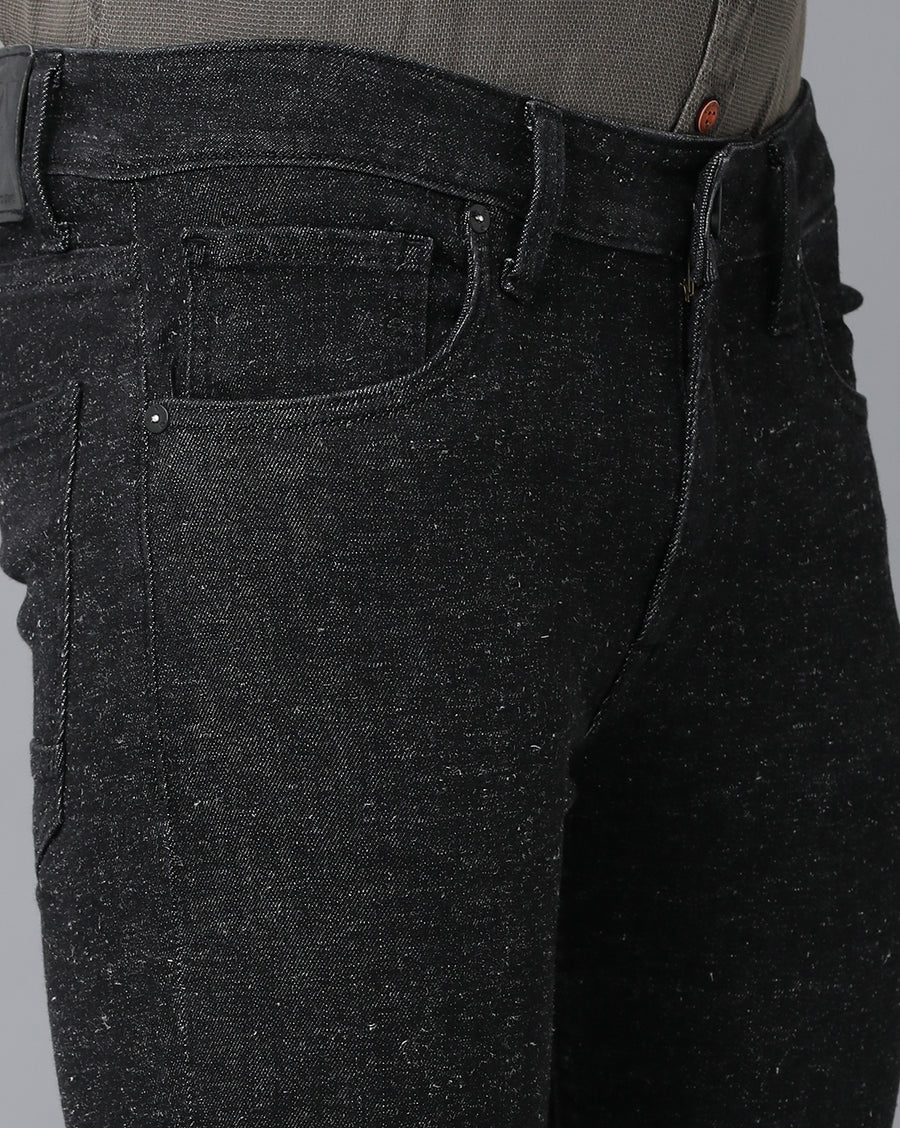 Voi Men Black Track Skinny Cropped Fit Jeans
