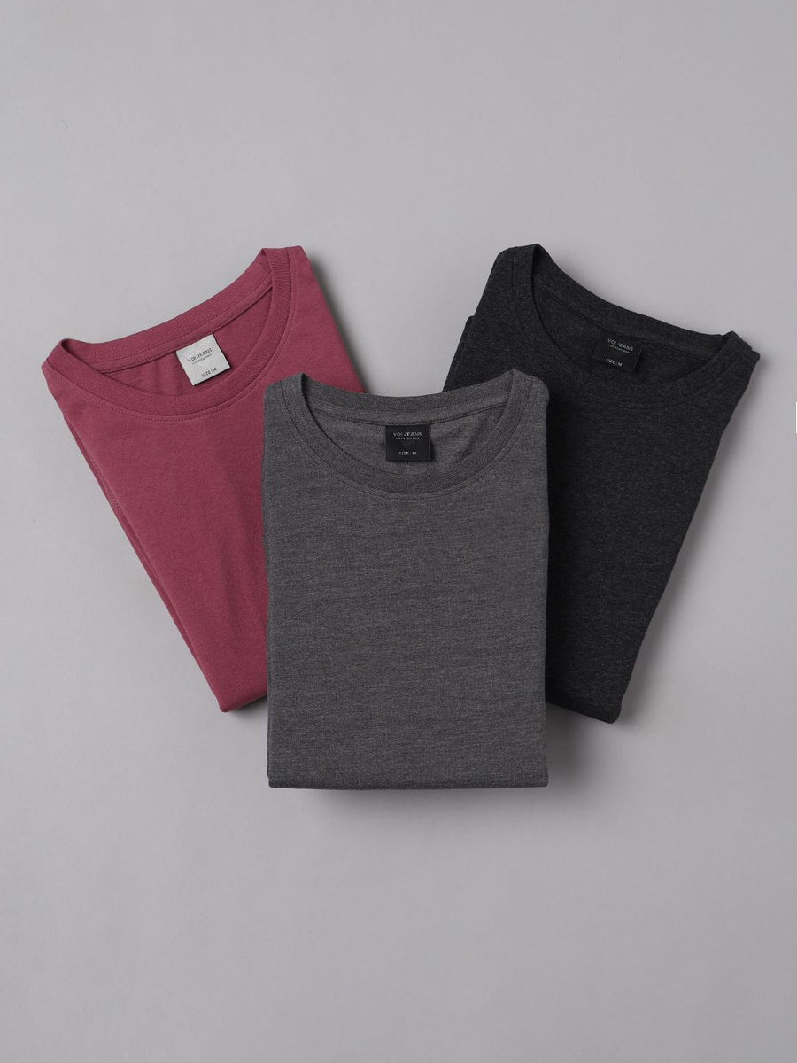 Men Solid Regular Fit Casual T-Shirt