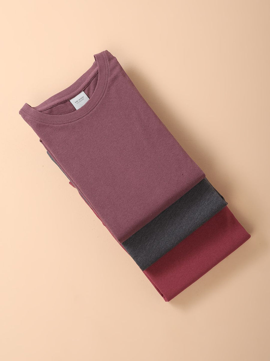 Men Solid Regular Fit Casual T-Shirt - Pack of 3 T-shirts