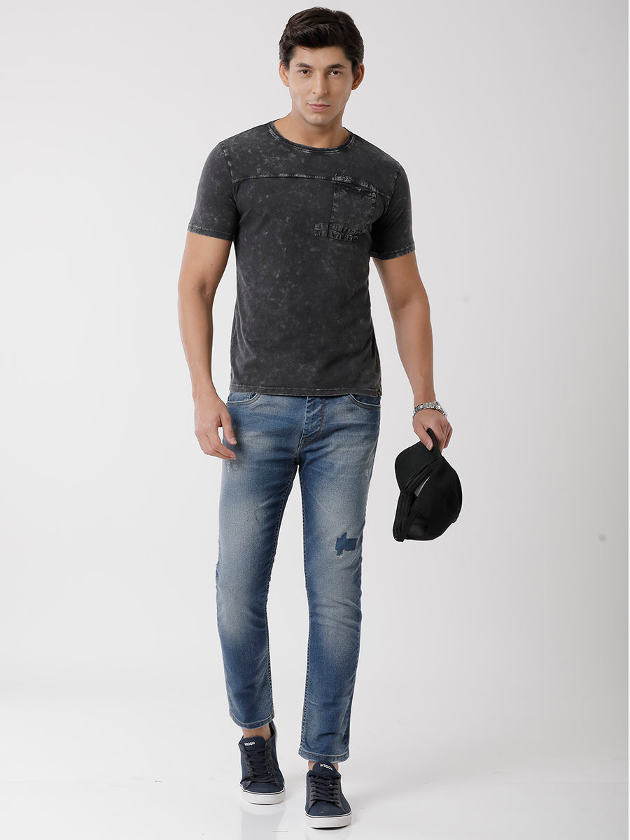 Men Solid Regular Fit Casual T-Shirt