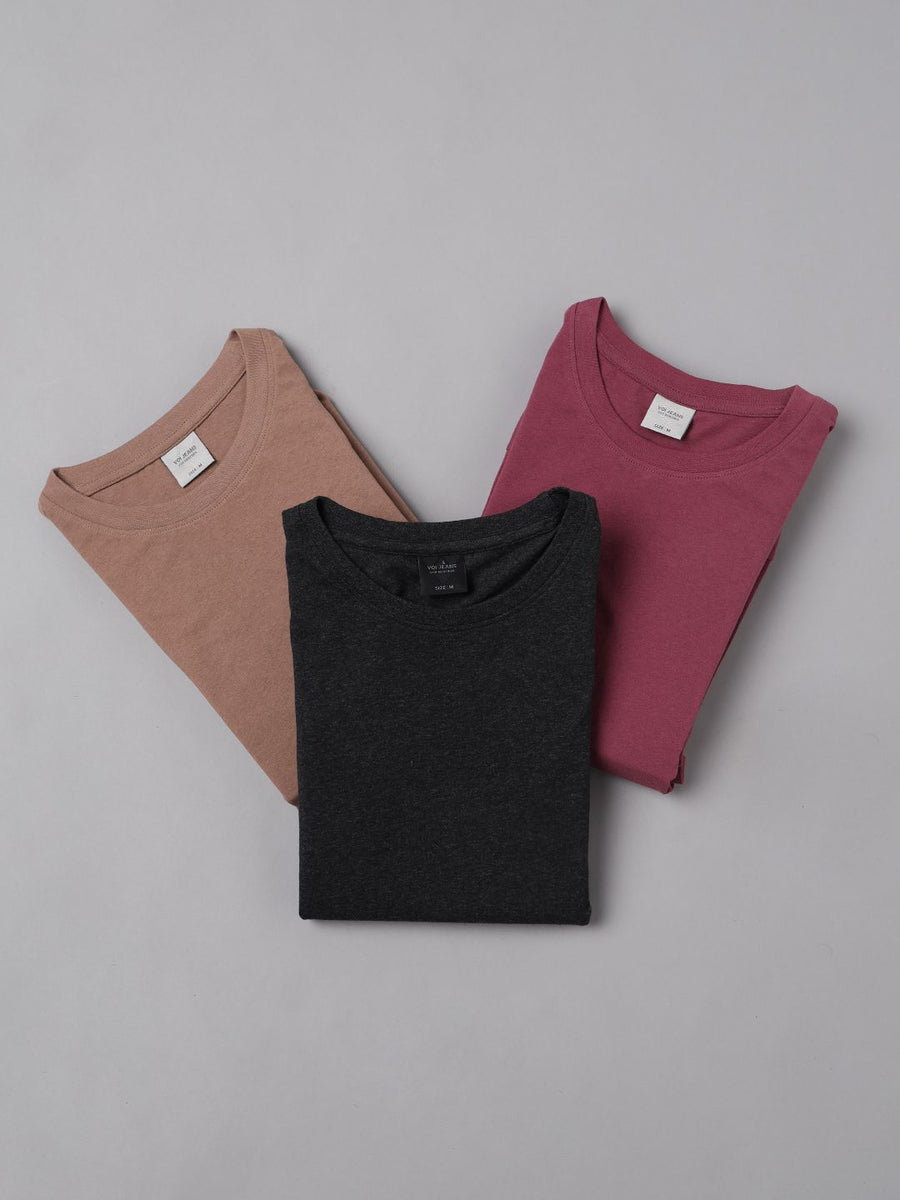 Men Solid Regular Fit Casual T-Shirt