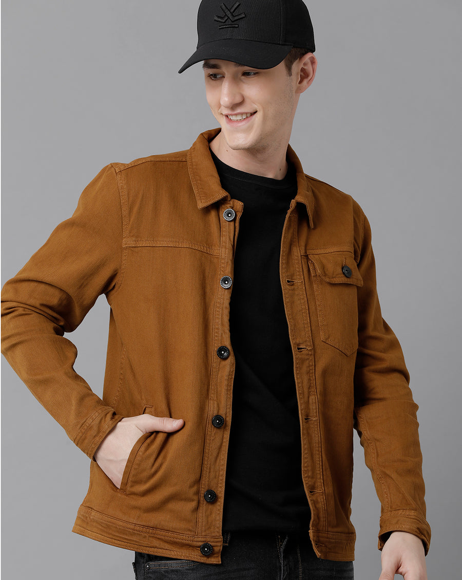 VOI Jeans Men's Mustard Yarn Dyeied Jacket