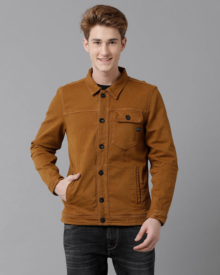 VOI Jeans Men's Mustard Yarn Dyeied Jacket