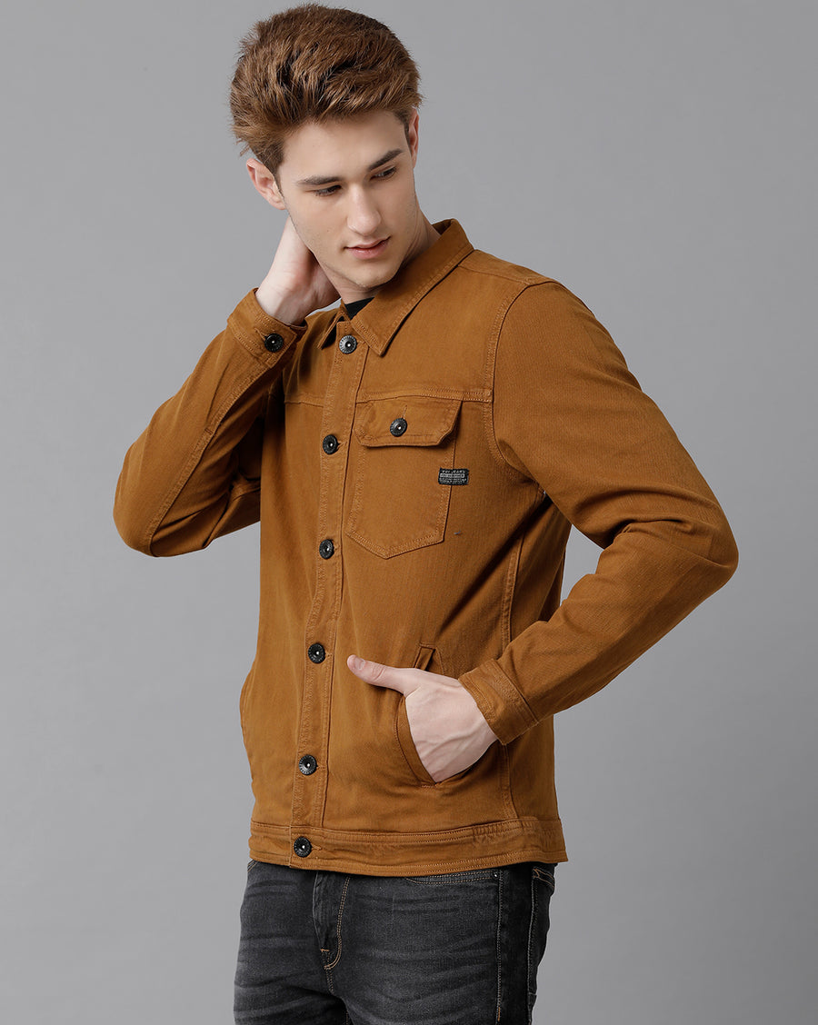 VOI Jeans Men's Mustard Yarn Dyeied Jacket