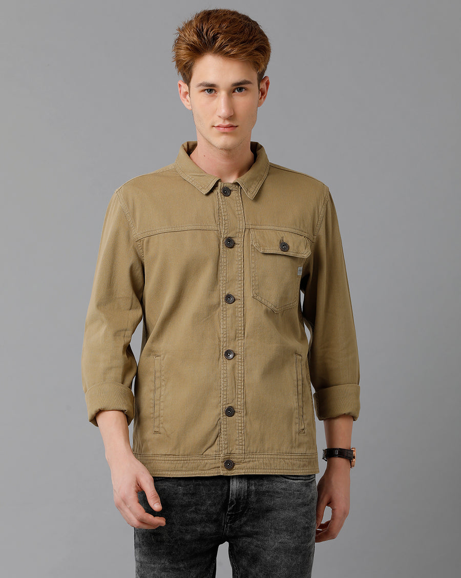 VOI Jeans Men's KHAKI Yarn Dyeied Jacket