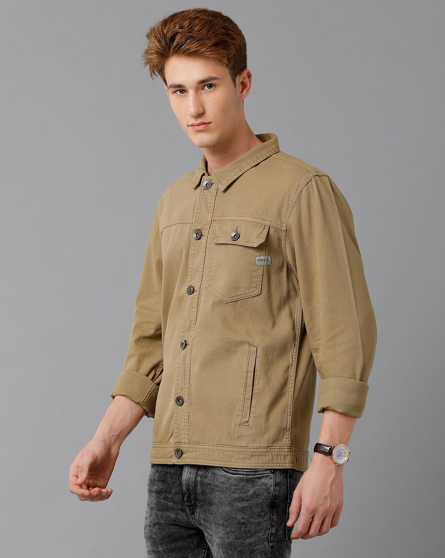 VOI Jeans Men's KHAKI Yarn Dyeied Jacket