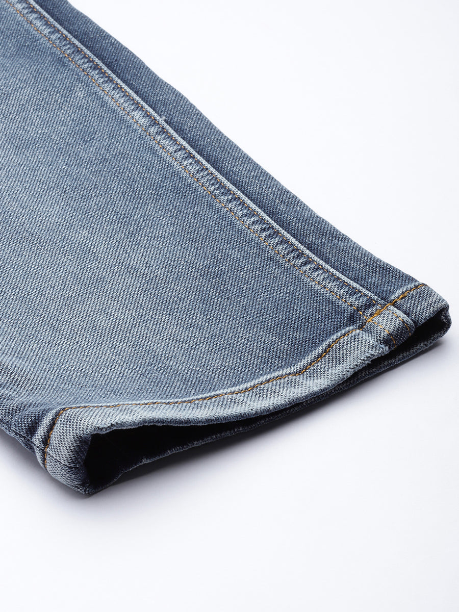 Men's Light Blue Track Skinny Stretchable Jeans