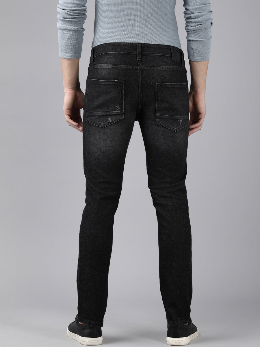 Voi Men Black Track Skinny Fit Jeans