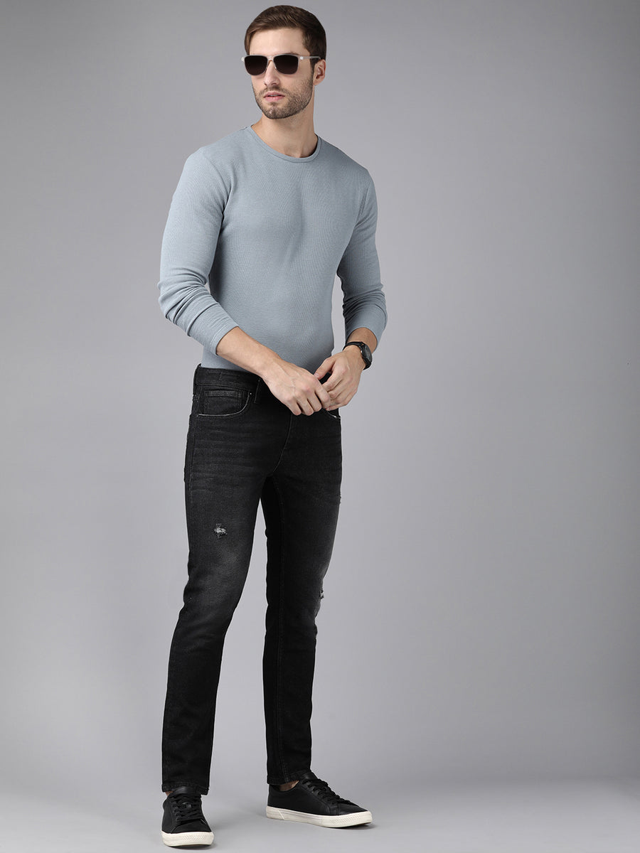 Voi Men Black Track Skinny Fit Jeans