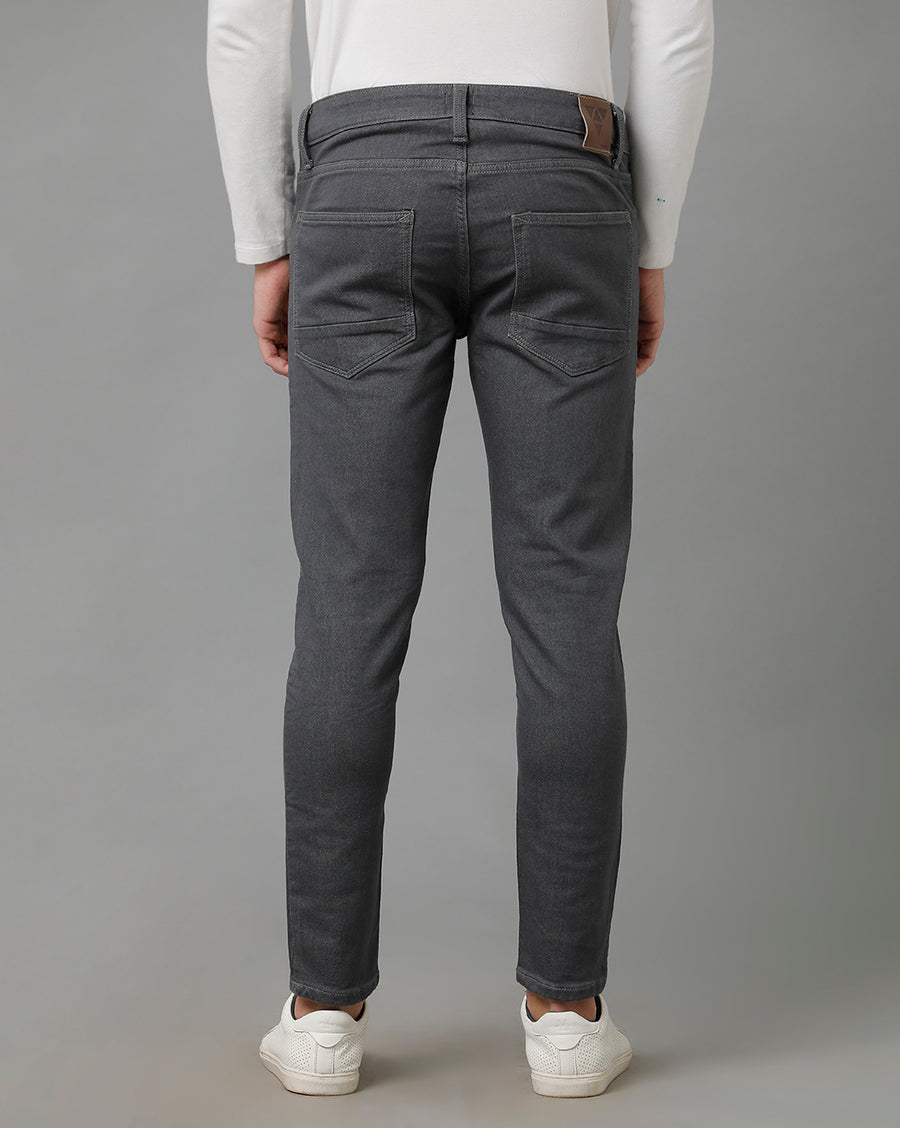 Voi Men Grey Track Skinny Cropped Fit Jeans
