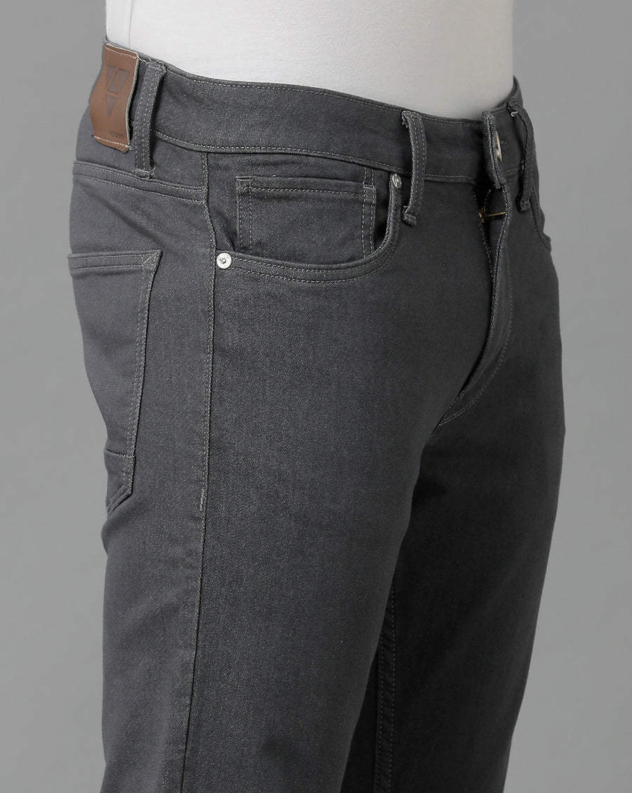 Voi Men Grey Track Skinny Cropped Fit Jeans