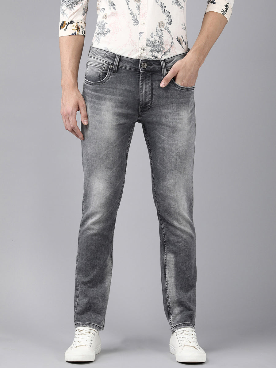 Voi Men Grey Track Skinny Fit Jeans