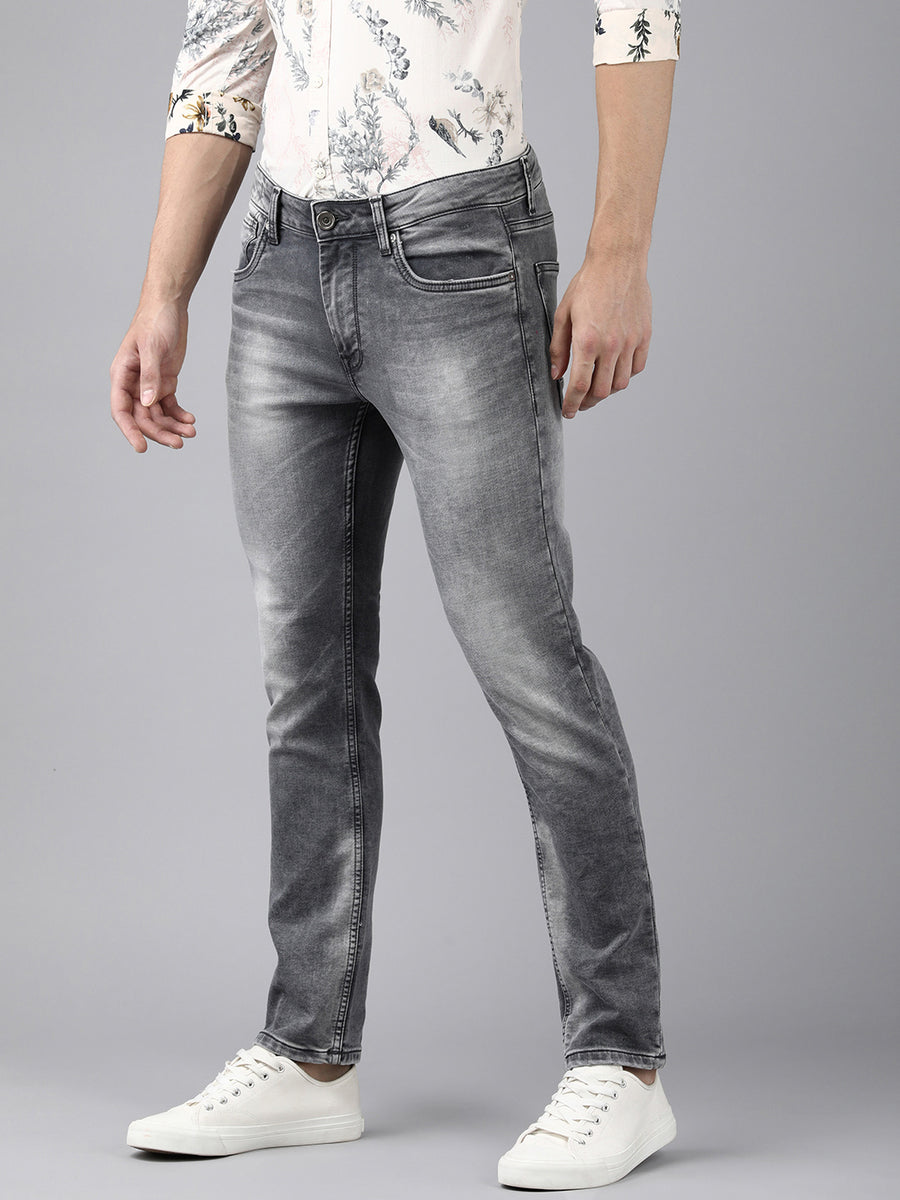 Voi Men Grey Track Skinny Fit Jeans