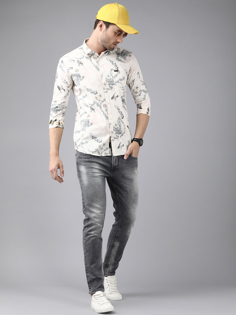Voi Men Grey Track Skinny Fit Jeans