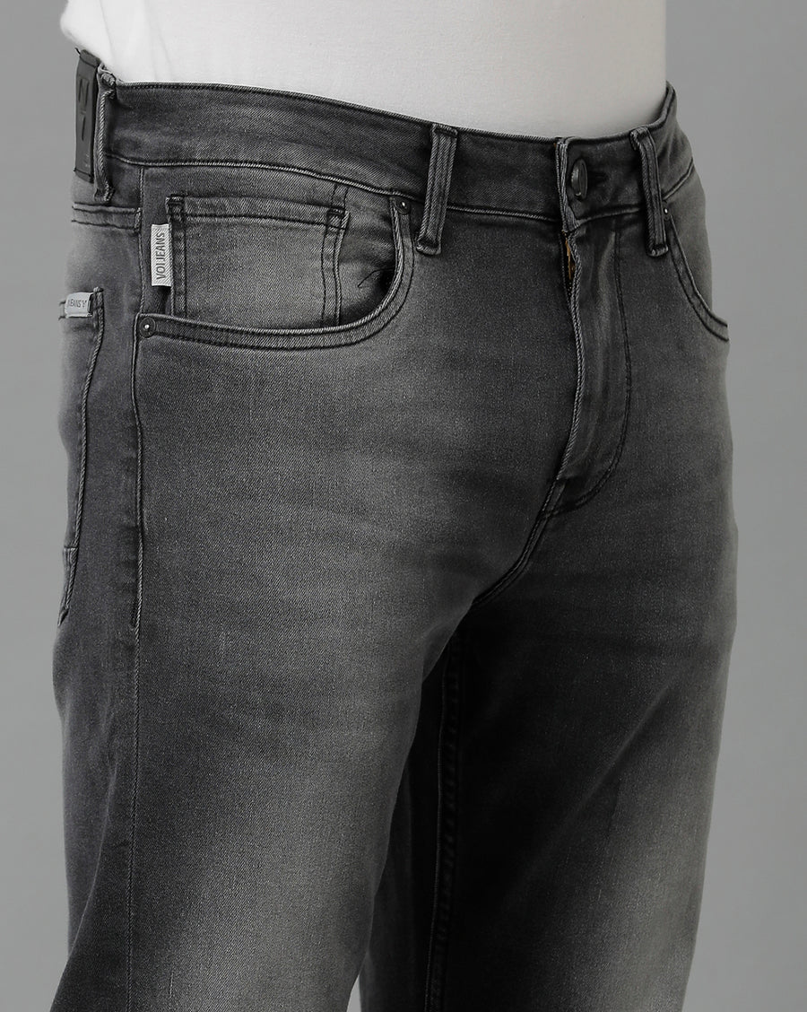 Voi Men Grey Borris Slim Tapered Fit Jeans