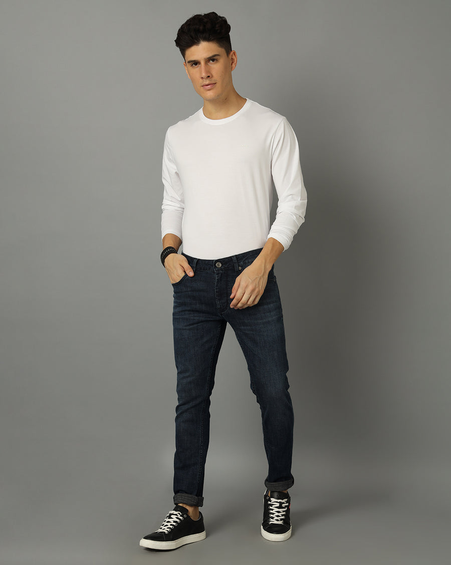 Men Solid Track Skinny Casual Jeans