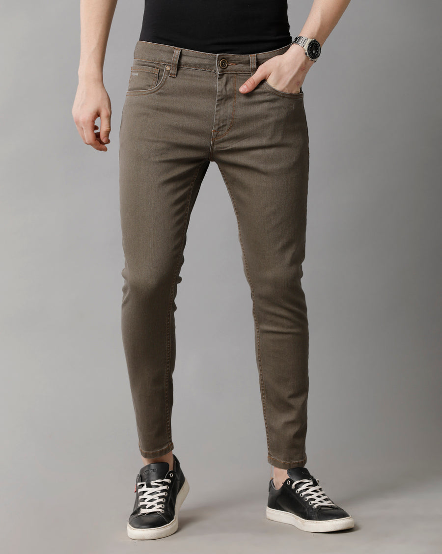 Men Solid Track Cropped Skinny Casual Jeans