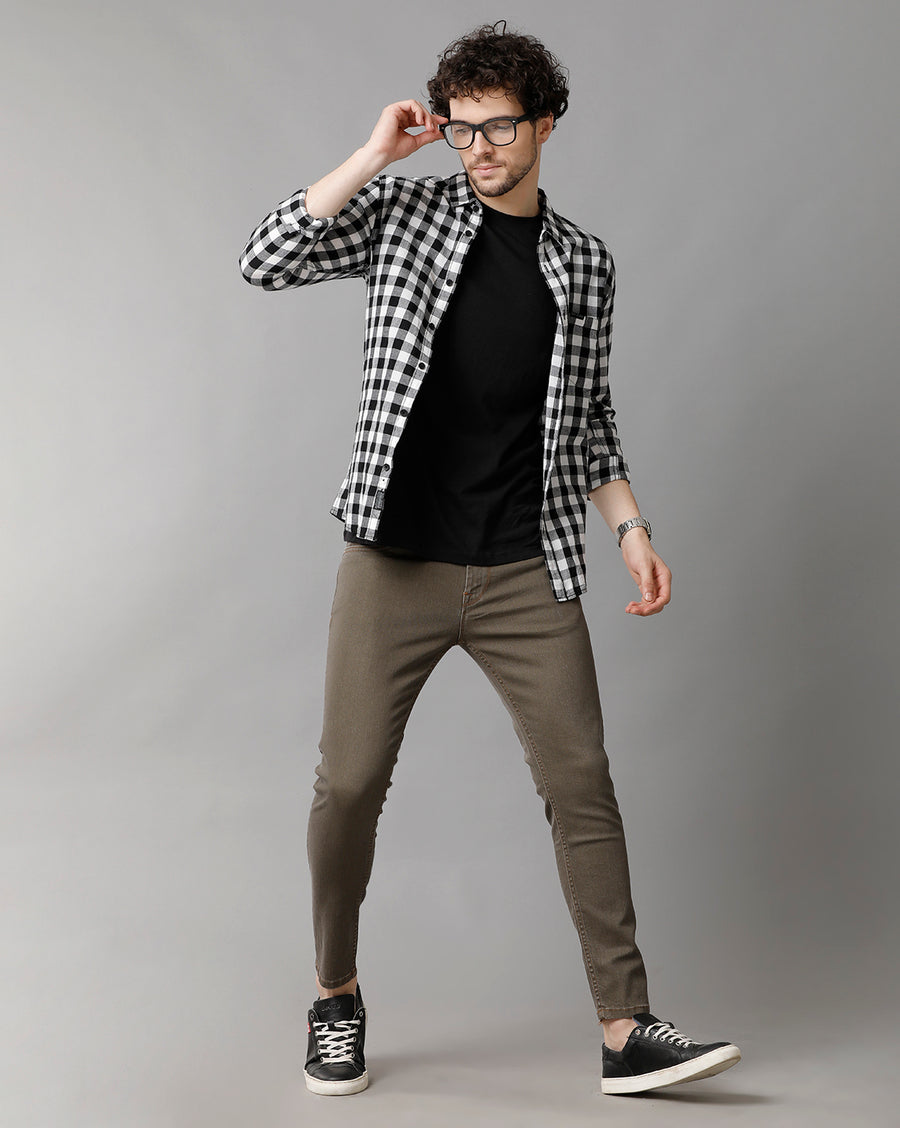Men Solid Track Cropped Skinny Casual Jeans