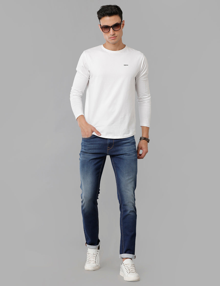 Men Solid Track Skinny Casual Jeans