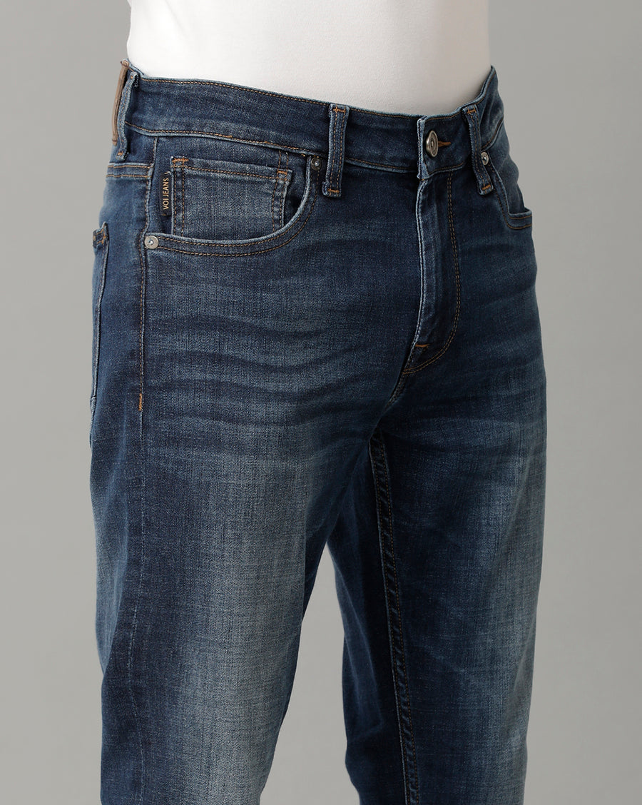 Men Solid Track Skinny Casual Jeans