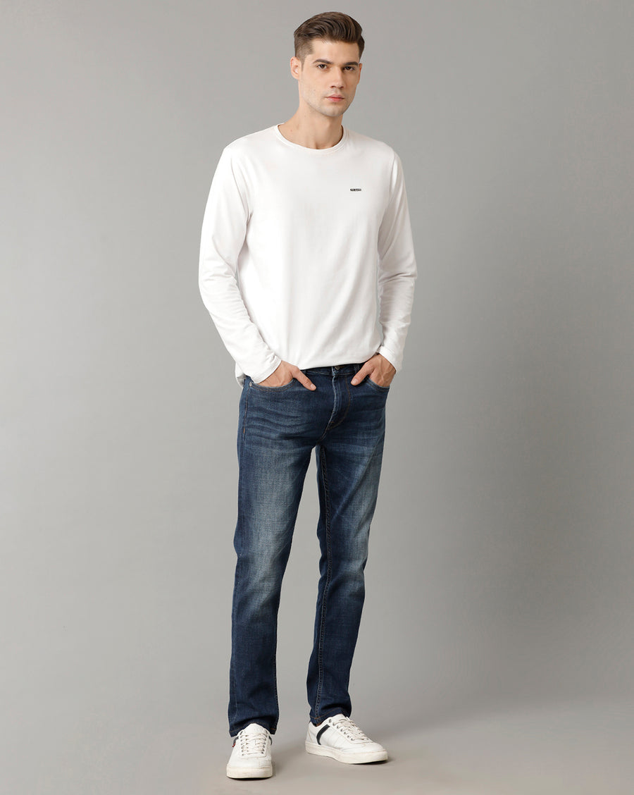 Men Solid Track Skinny Casual Jeans