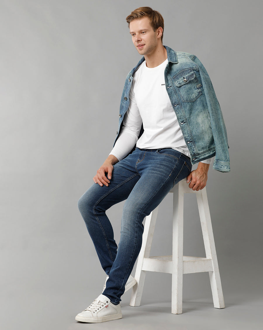 Men Solid Track Skinny Casual Jeans