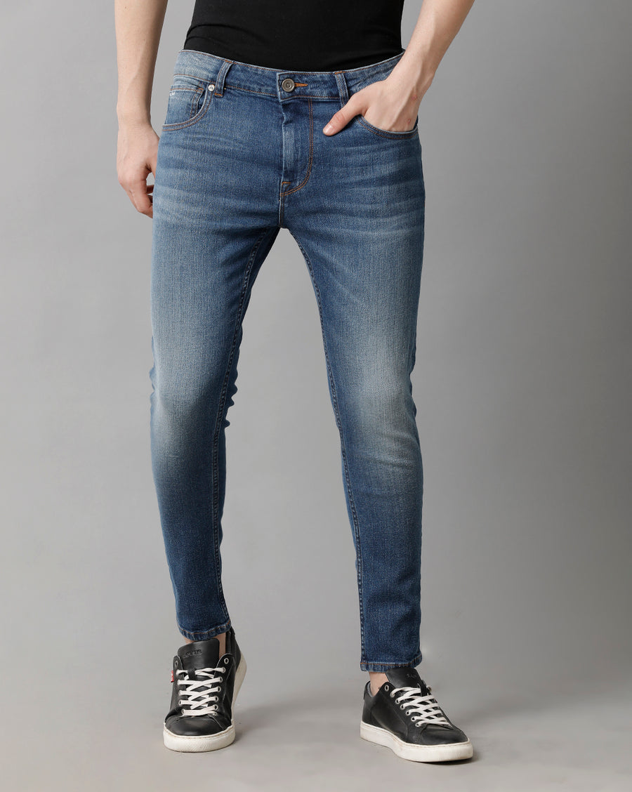 Men Solid Track Cropped Skinny Casual Jeans