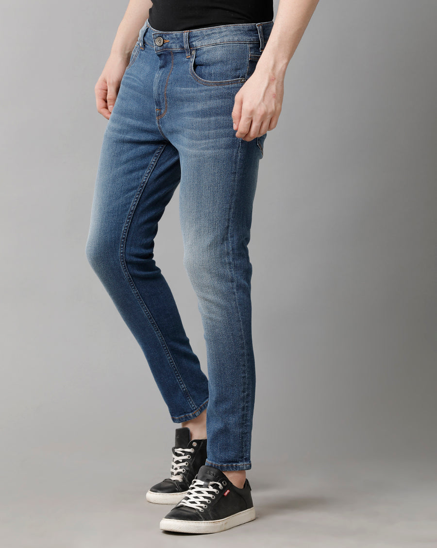 Men Solid Track Cropped Skinny Casual Jeans