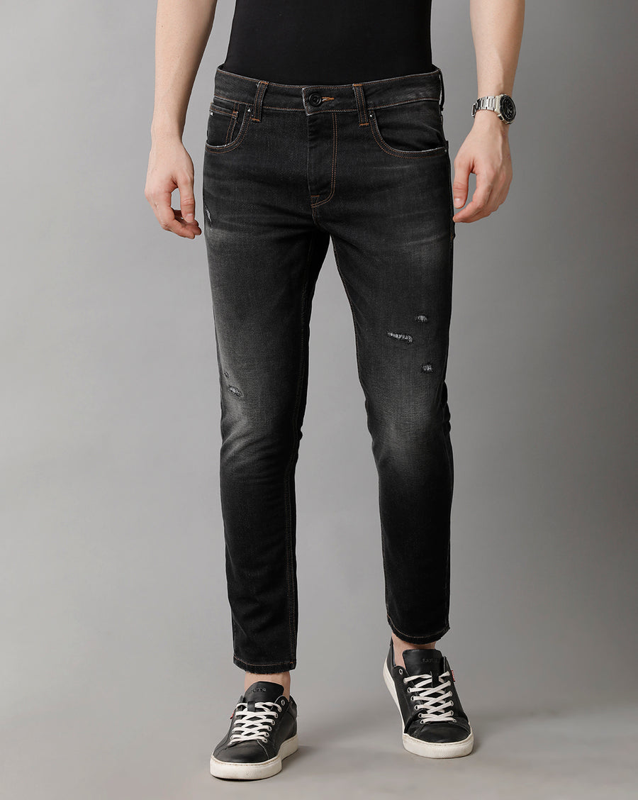 Black Track Cropped Skinny Jeans