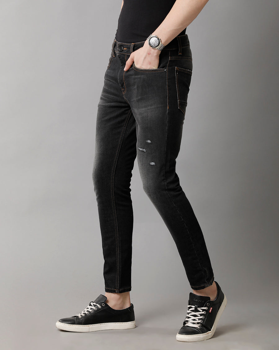 Black Track Cropped Skinny Jeans