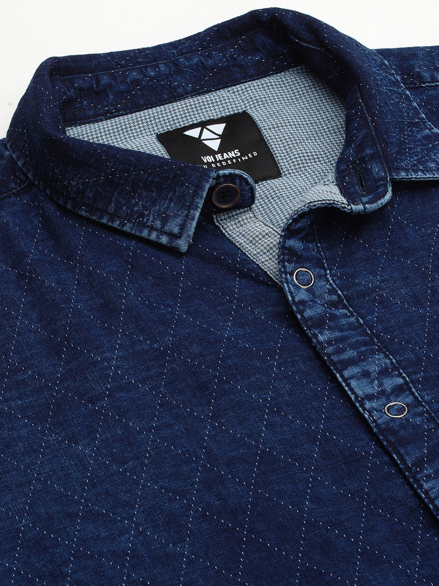 Men Quilt Slim Fit Casual Shirt