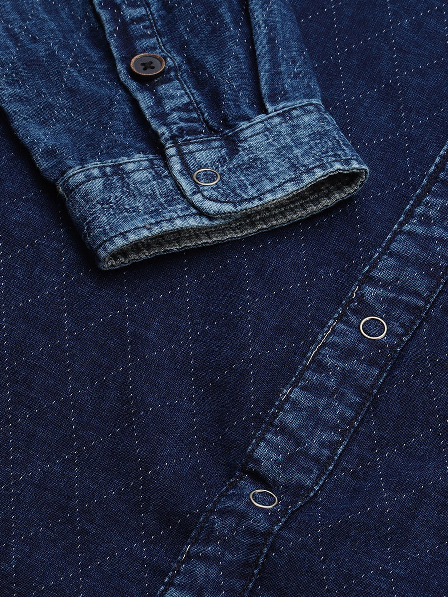 Men Quilt Slim Fit Casual Shirt