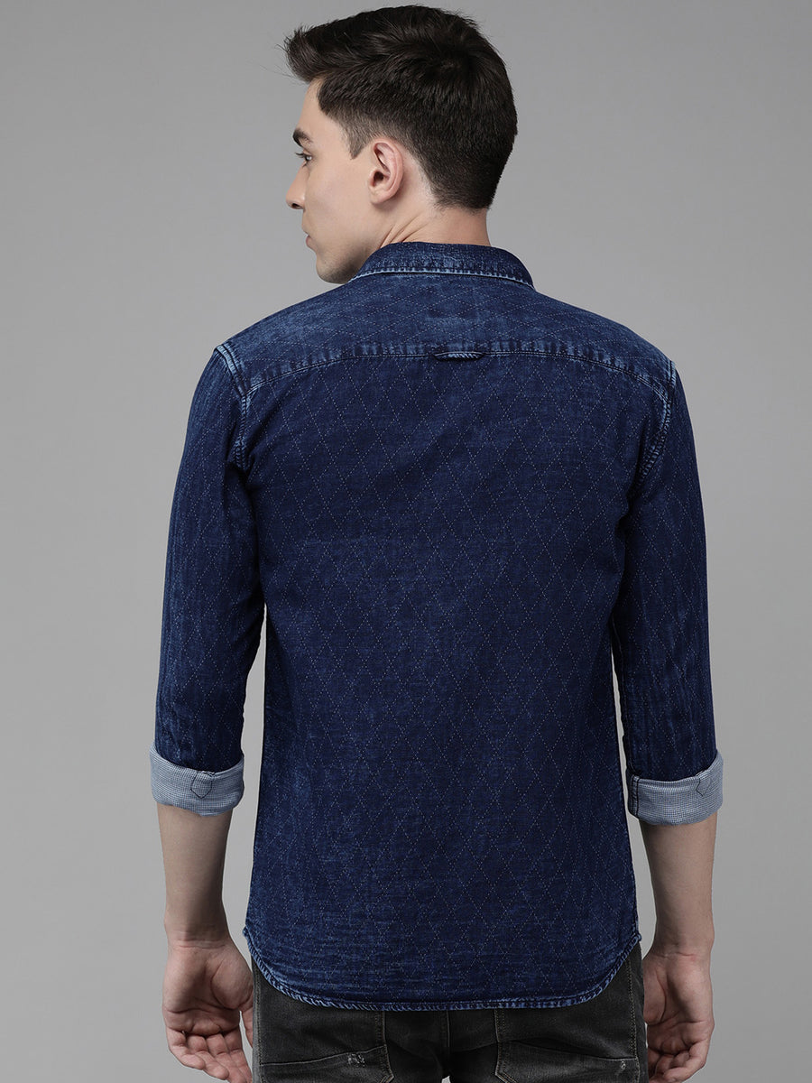 Men Quilt Slim Fit Casual Shirt
