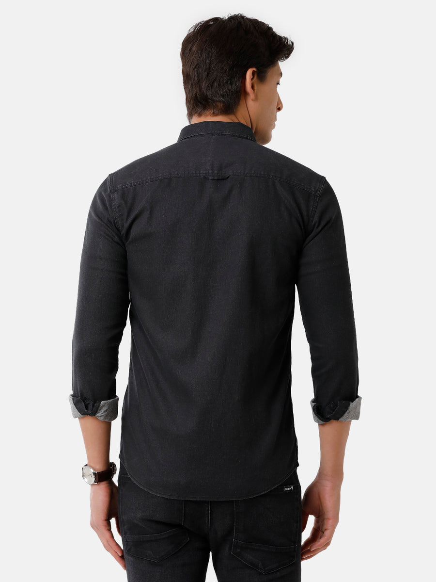Men Solid Slim Fit Casual Denim Shirt